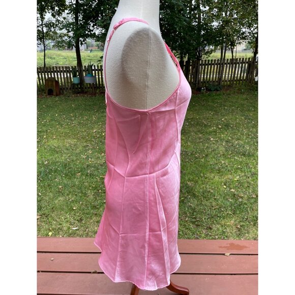 Pink Chemise Nightgown Vintage Kathryn With Lace Trim & Button Accents M Polyest - Picture 7 of 7